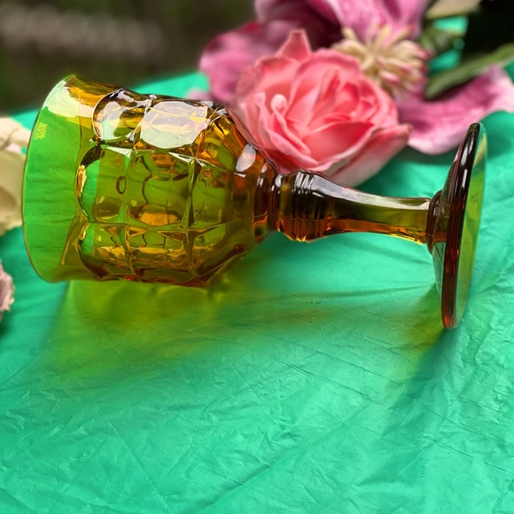 Indiana Tiara Amber Glass  Drinkware Goblet 3 1/2" x 7”Vng Great … - Picture 3 of 7
